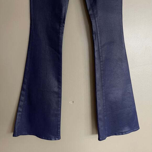 NWT L'Agence Marty Coated Flare Jeans Midnight Navy Blue High Waisted Chic Sexy - Picture 8 of 13